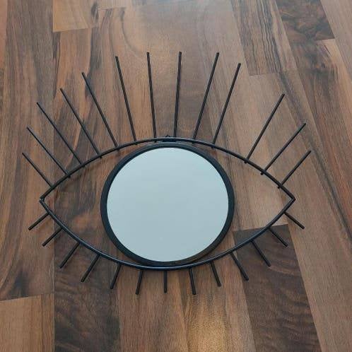 Zwarte metalen Oog Spiegel, Minder dan 50 cm, Gebruikt, Ophalen of Verzenden, Minder dan 100 cm