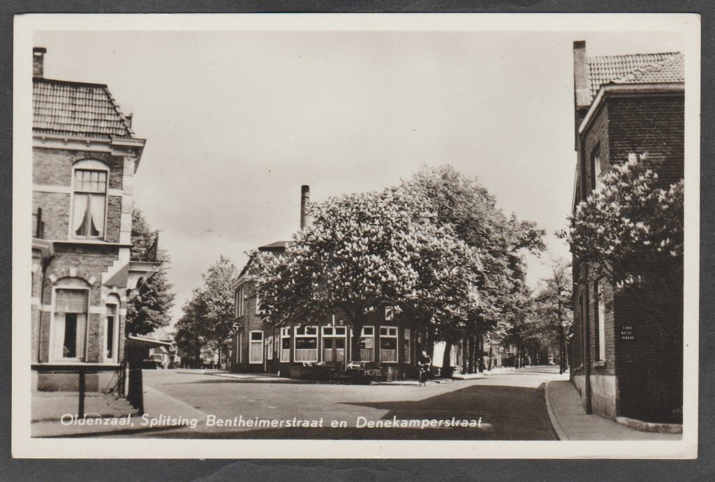 oldenzaal  splitsing bentheimerstraat en denekampstraat, Verzenden, 1940 tot 1960, Gelopen, Overijssel