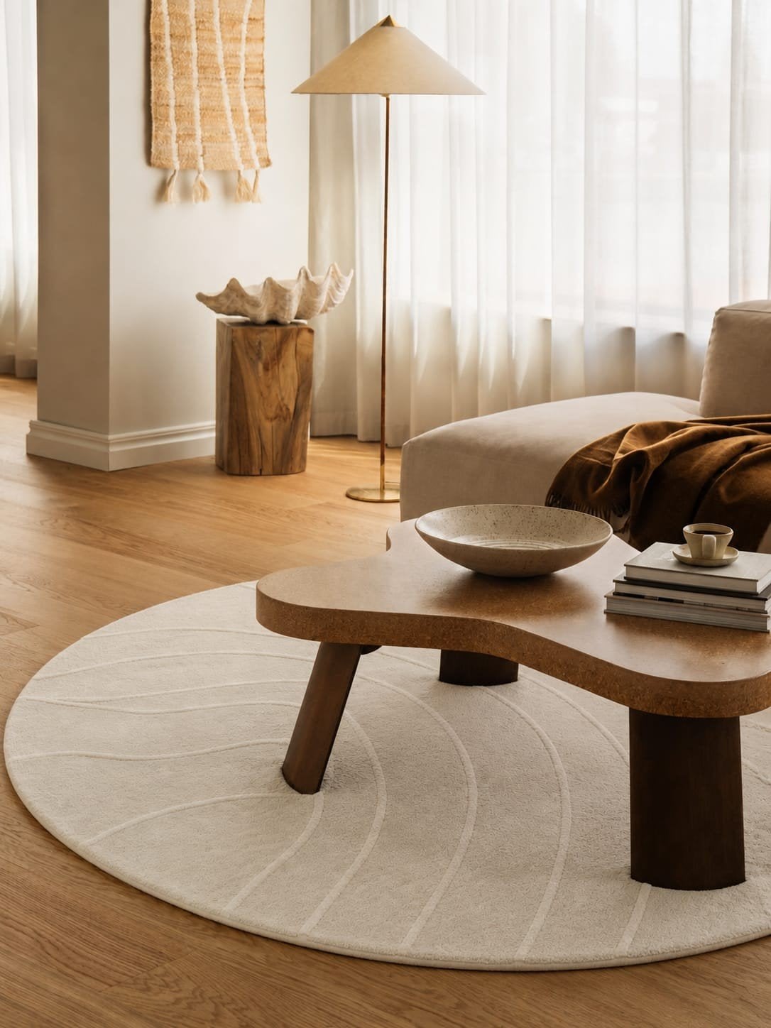 Rugvista: Bahia Vloerkleed Ø 240 cm - Crème/Wit, Ophalen, Wit, Rond, 200 cm of meer