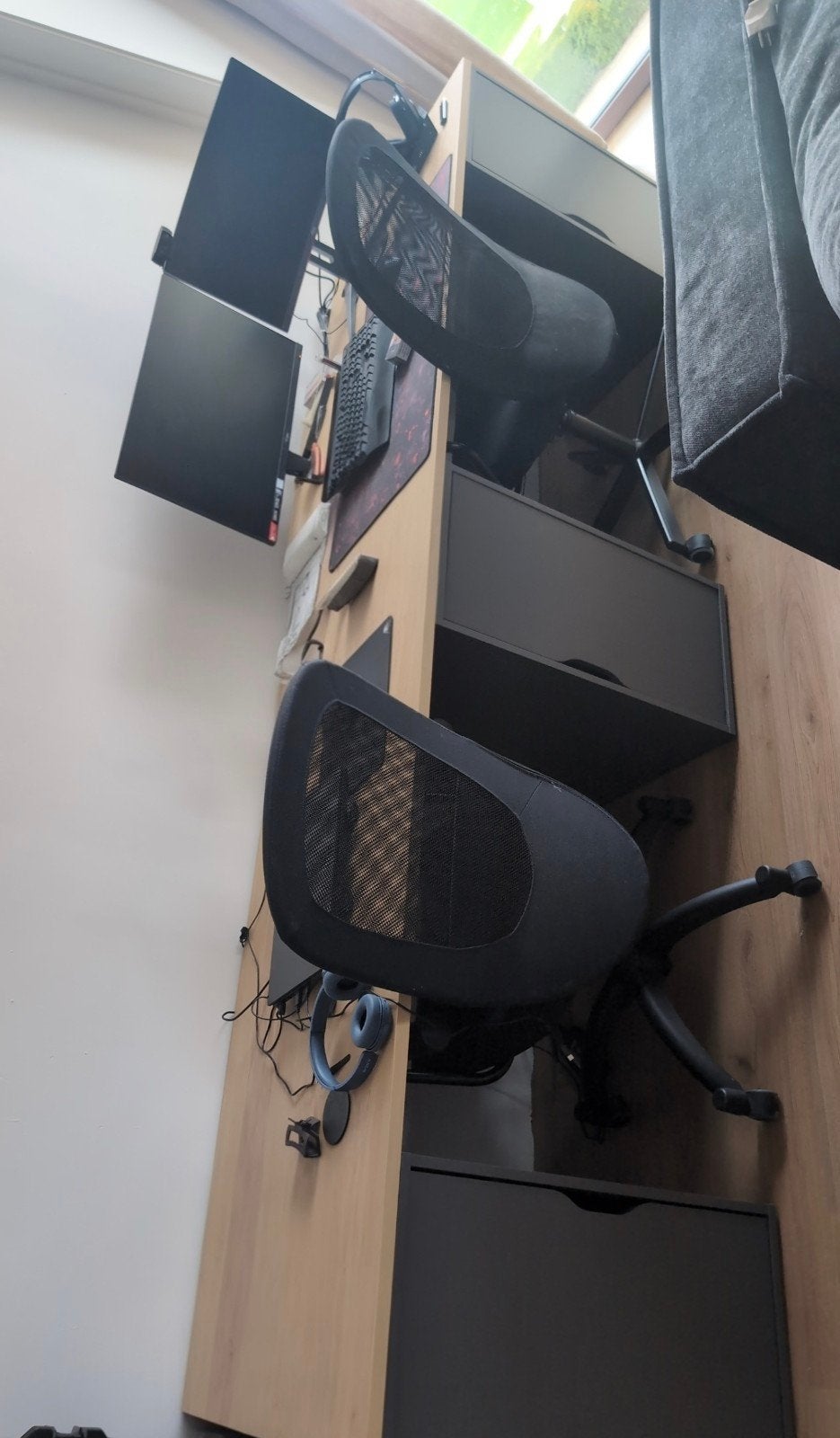 Bureau, Ophalen, Zo goed als nieuw, Zwart, Bureaustoel