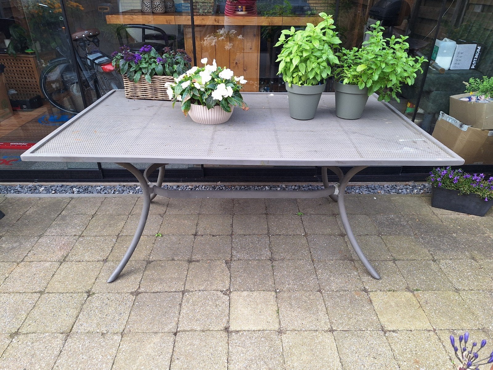 Tuintafel 160x100cm, Tuin en Terras, Tuintafels, Ophalen, Gebruikt, Rechthoekig, Metaal