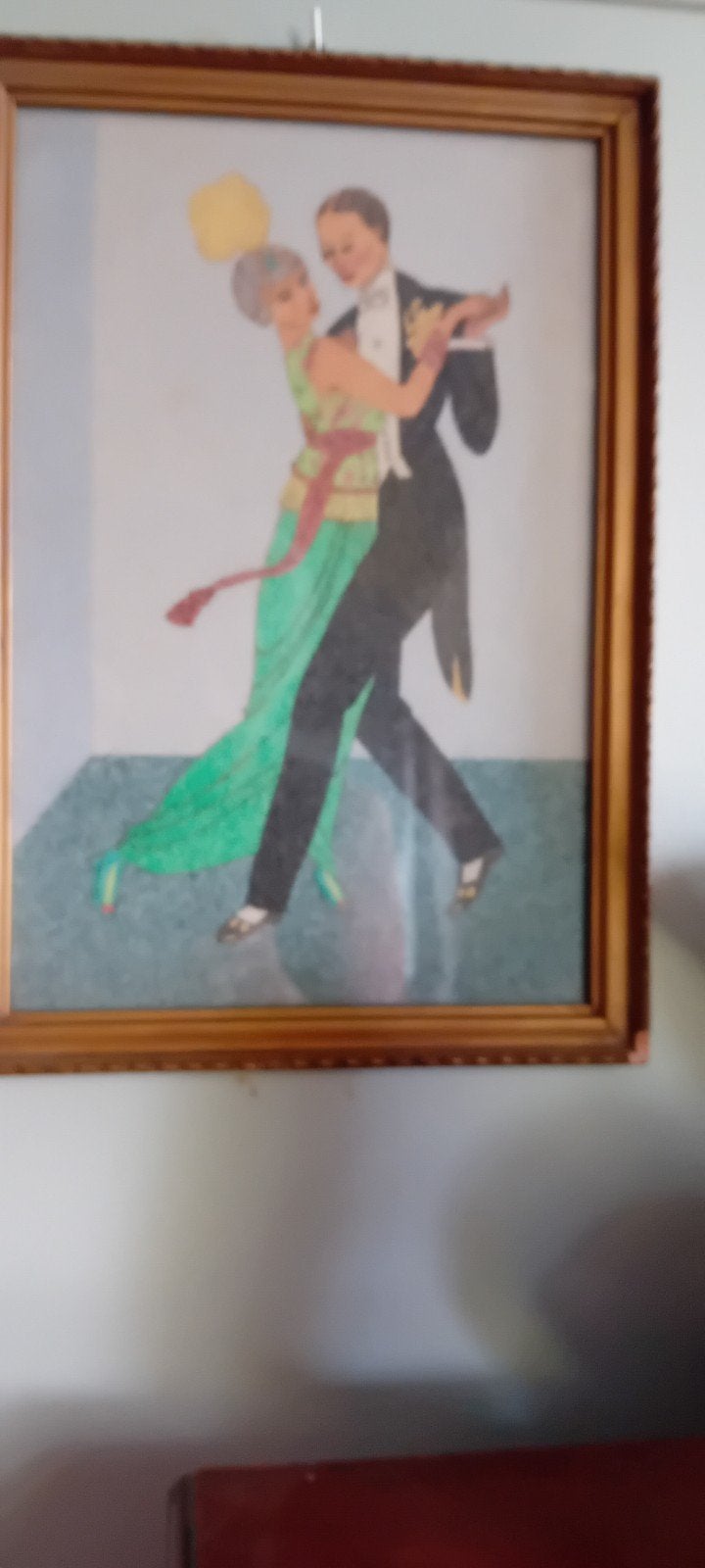 Art-Deco Zandschilderij: Romantische Franse Dansers, Ophalen of Verzenden