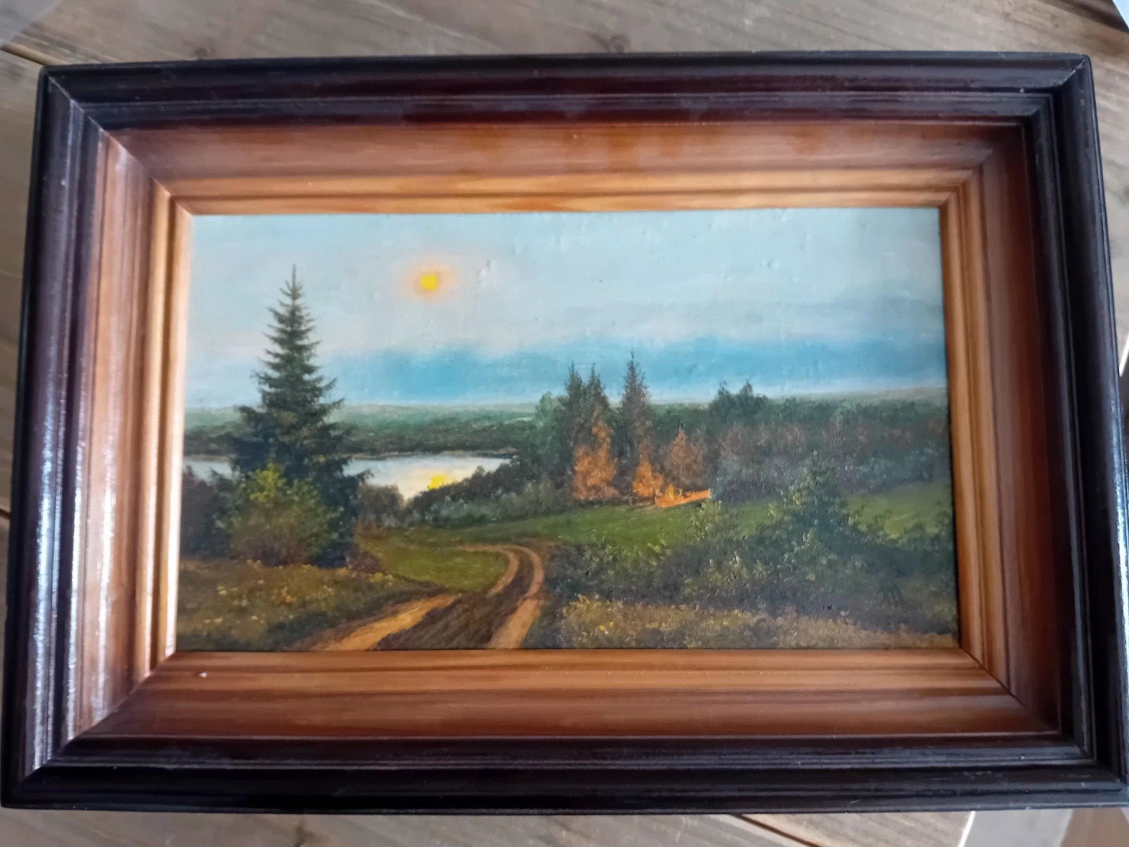 Schilderijtje 39x26cm,met mooi landschap. I.g.st., Antiek en Kunst, Ophalen