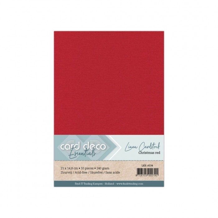 Card Deco linnenkarton A5 34 Kerstrood 10 vellen 240 grams, Overige merken, Papier of Karton, ., Nieuw