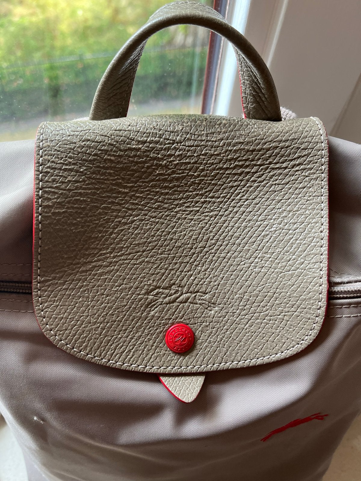 Longchamp Le Pliage rugzak - Taupe, Overige merken, Gebruikt, 25 tot 40 cm, Ophalen of Verzenden