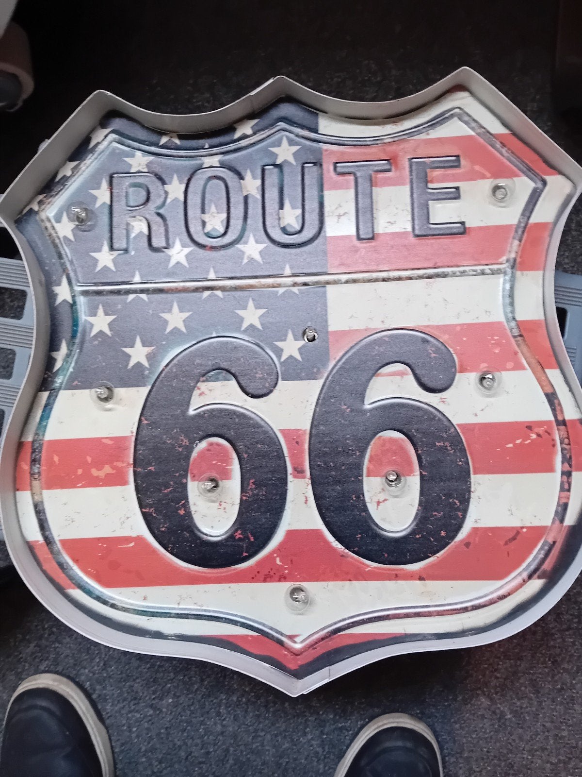 Route 66 Verlicht Bord - Vintage Stijl Decoratie, Vintage, Gebruikt, Meerkleurig, Ophalen of Verzenden