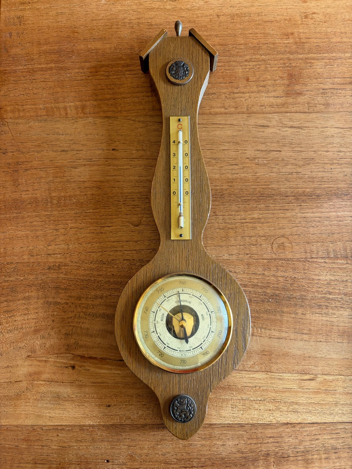 Antieke Barometer en Thermometer - 40 cm, perfect werkend, Ophalen