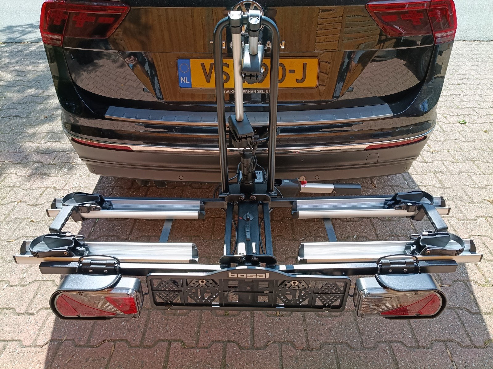 Bosal Compact fietsendrager, in- en neerklapbaar, Auto diversen, Fietsendragers, Gebruikt, Trekhaakdrager, 2 fietsen, Brede banden