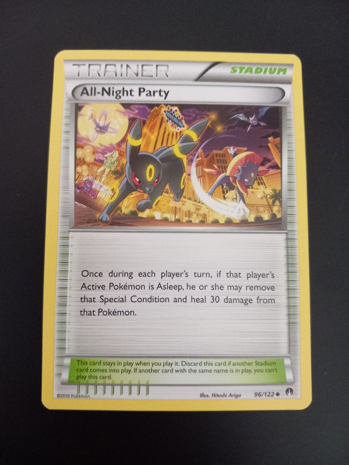 Umbreon Pokemon Trainer All-Night Party 96/122 2016, Ophalen of Verzenden, Zo goed als nieuw, Losse kaart