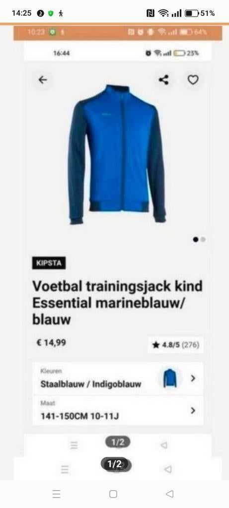 Kipsta Voetbal trainingsjack kind, Ophalen of Verzenden, Zo goed als nieuw