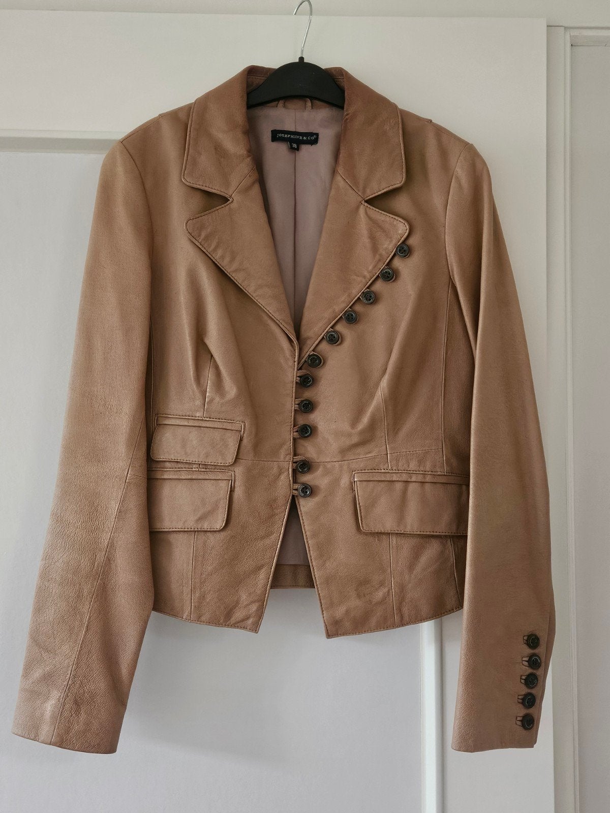 Josephine & Co leren jasje maat 38, Maat 38/40 (M), Josephine & Co, Beige, Ophalen of Verzenden