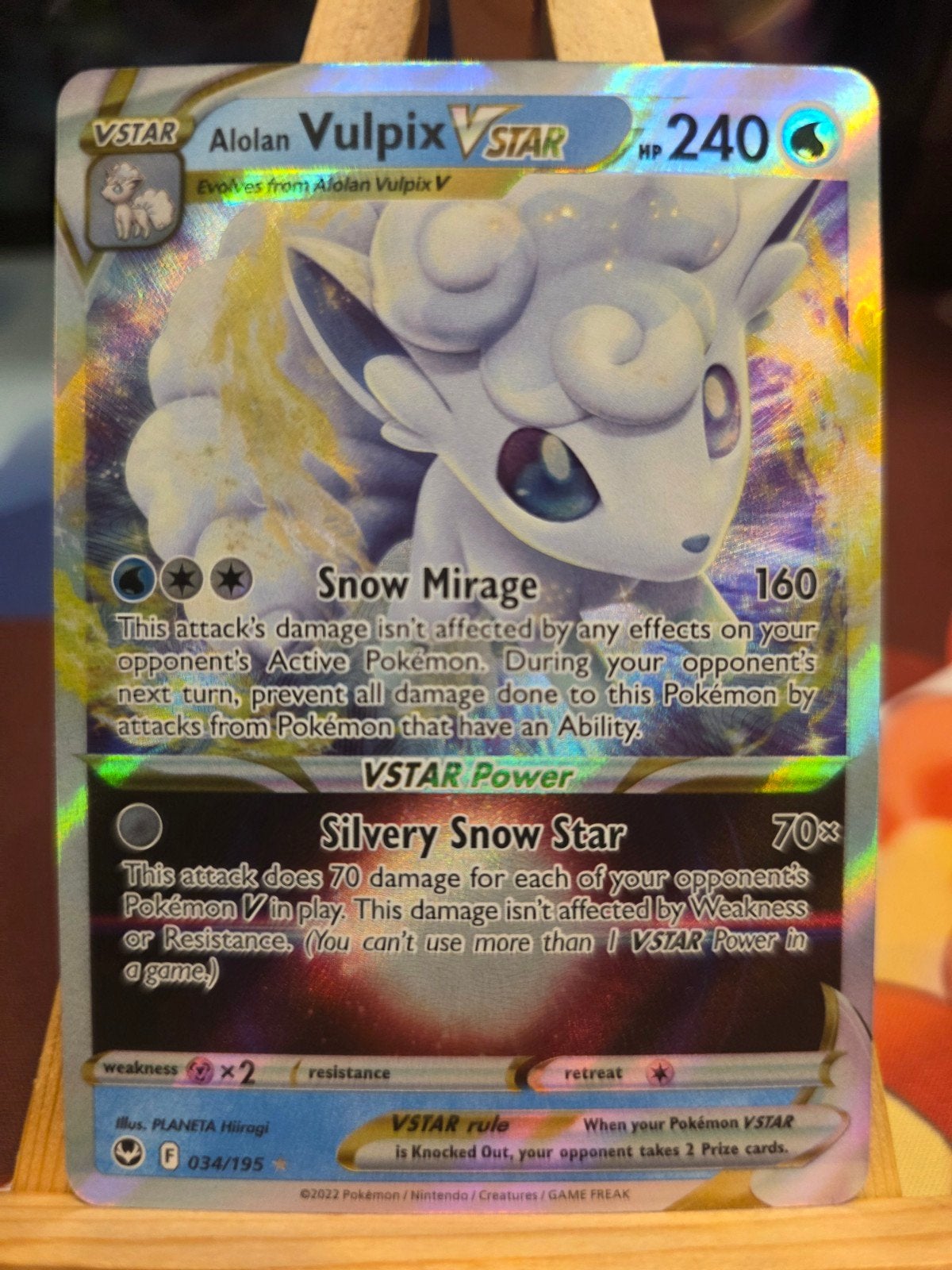 Pokemon Silver Tempest Alolan Vulpix VStar 034/195, Verzenden, Nieuw, Losse kaart, Foil