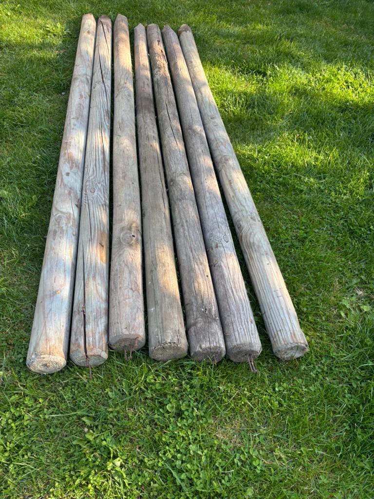 7 Weidepalen 200cm diameter 7cm, Ophalen, Gebruikt, Minder dan 180 cm, Palen