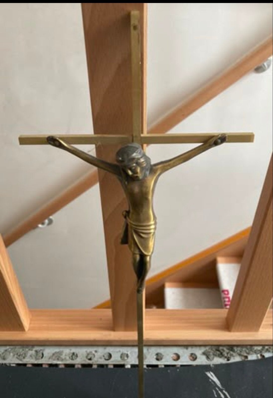 Antiek bronzen crucifix - Jezus aan het kruis, Ophalen of Verzenden