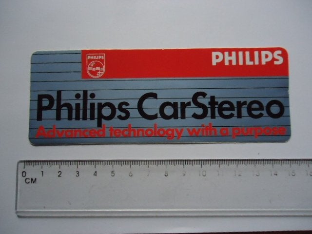 sticker oud Philips car stereo autoradio retro auto, Verzenden, Zo goed als nieuw, Bedrijf of Vereniging