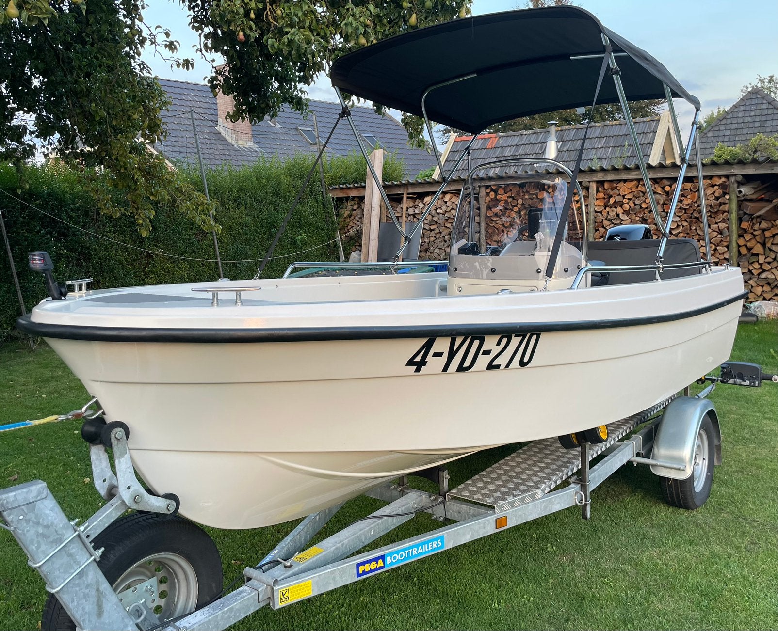 Terhi 450cc consoleboot / visboot, 60 pk, Kunststof, Ophalen of Verzenden, Zo goed als nieuw