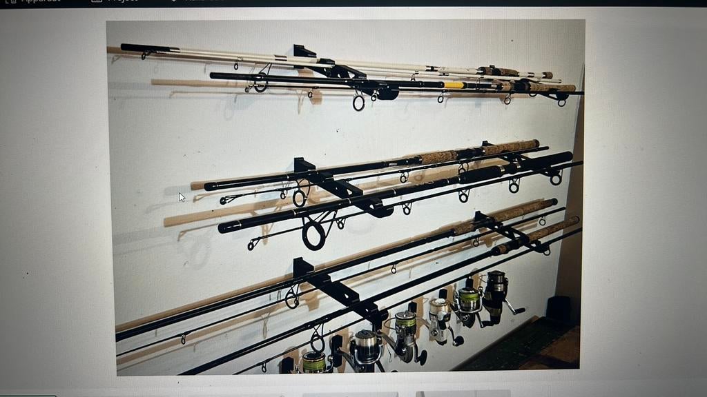 Fishing rod wall mount 2x, Watersport en Boten, Hengelsport | Algemeen, Ophalen of Verzenden, Zo goed als nieuw