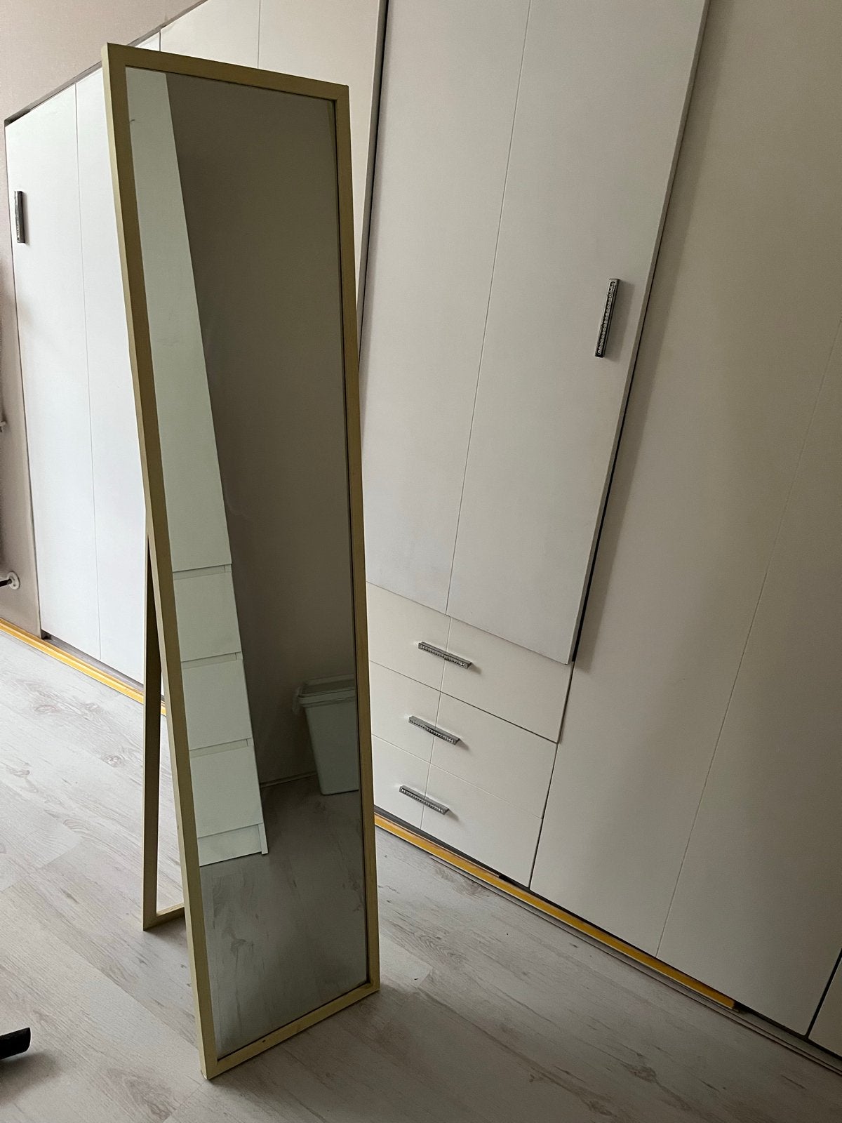 Gouden spiegel 33x170 cm, Ophalen, Minder dan 50 cm, Zo goed als nieuw, 150 tot 200 cm