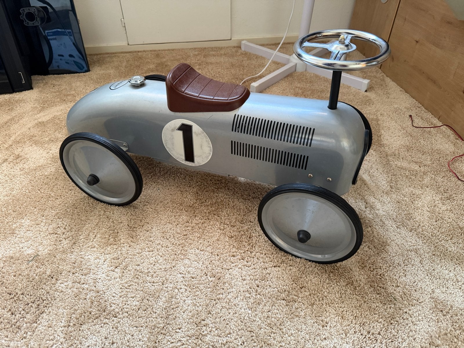 Retro loopauto zilver met bruin zadel, Ophalen of Verzenden, Zo goed als nieuw