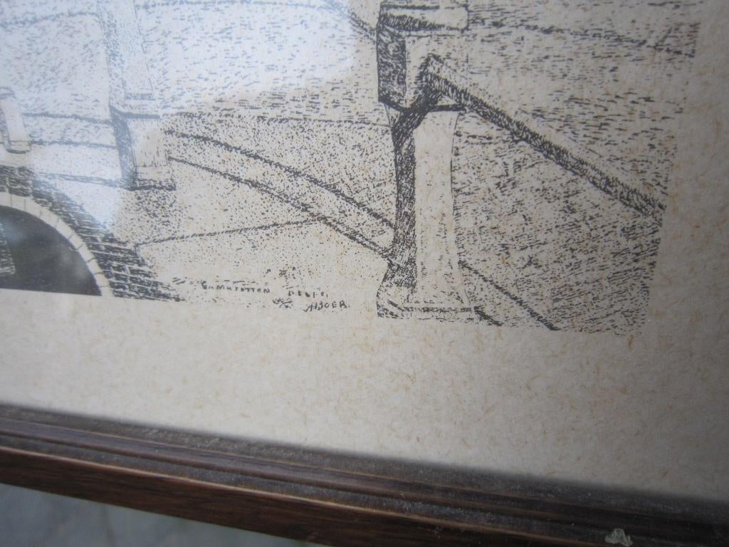 Delft, Litho bekend plekje centrum met kerk en Omgeving Soer, Ophalen of Verzenden