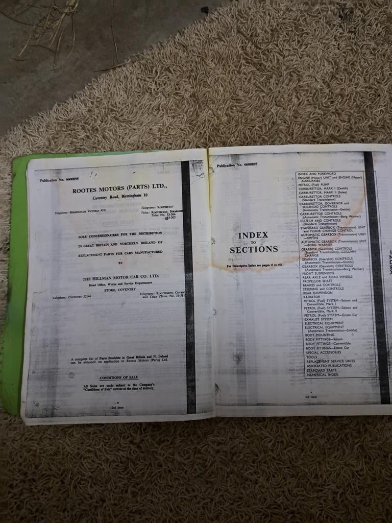 Rootes Motors (Parts) Ltd. Onderdelenboek, Auto-onderdelen, Ophalen of Verzenden