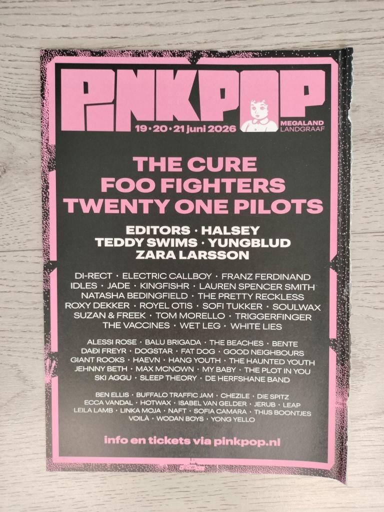Pinkpop 2026 A5 pagina advertentie Mania magazine April 2026, Verzenden, Nieuw, Boek, Tijdschrift of Artikel