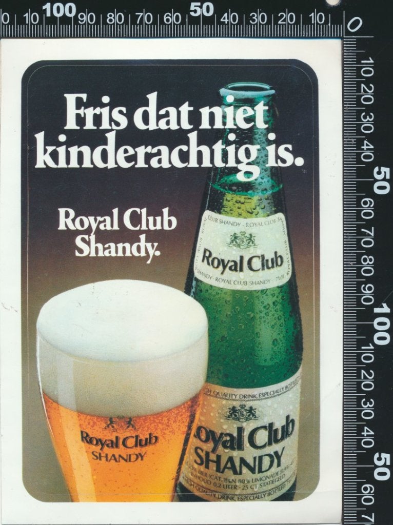 Sticker: Royal Club Shandy, Ophalen of Verzenden, Zo goed als nieuw, Bedrijf of Vereniging