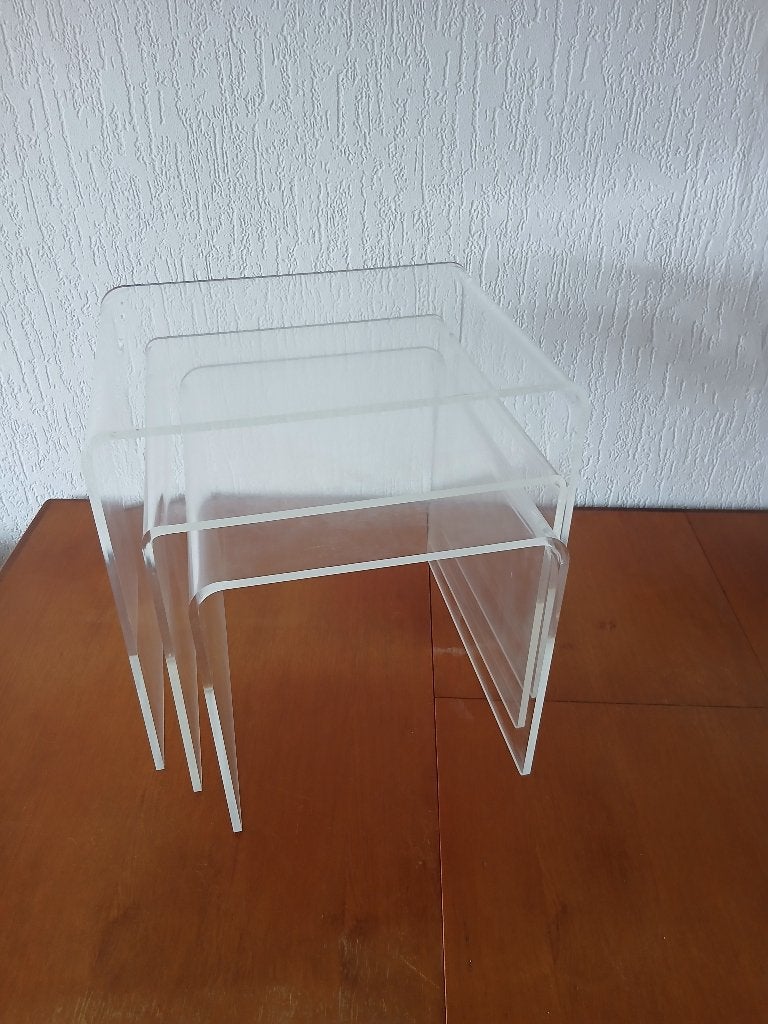 Nesttafels Plexiglas, Nesting Tables, Bijzettafels – Vintage, Huis en Inrichting, Gebruikt, Vintage, Overige vormen, Ophalen