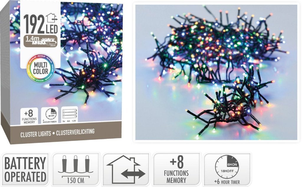 Clusterverlicht 192 led - 1.4m - multicolor - Nieuw in doos, Diversen, Kerst, Nieuw, Ophalen of Verzenden