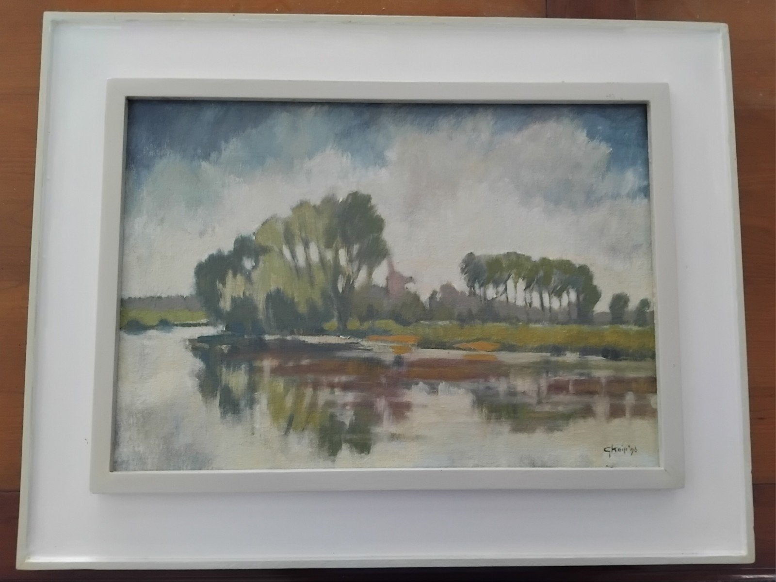 Schilderij 'Landschap met water' door G. Knip (1996), Ophalen