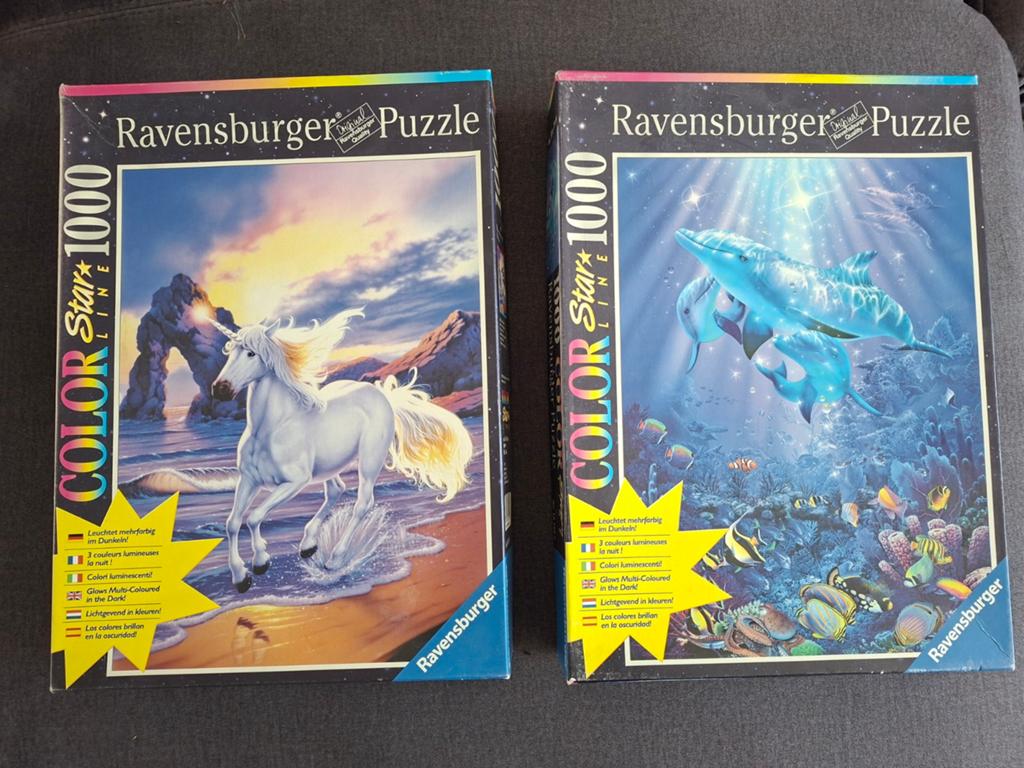 Glow in the dark puzzels, Hobby en Vrije tijd, Denksport en Puzzels, Ophalen, 500 t/m 1500 stukjes, Zo goed als nieuw, Legpuzzel