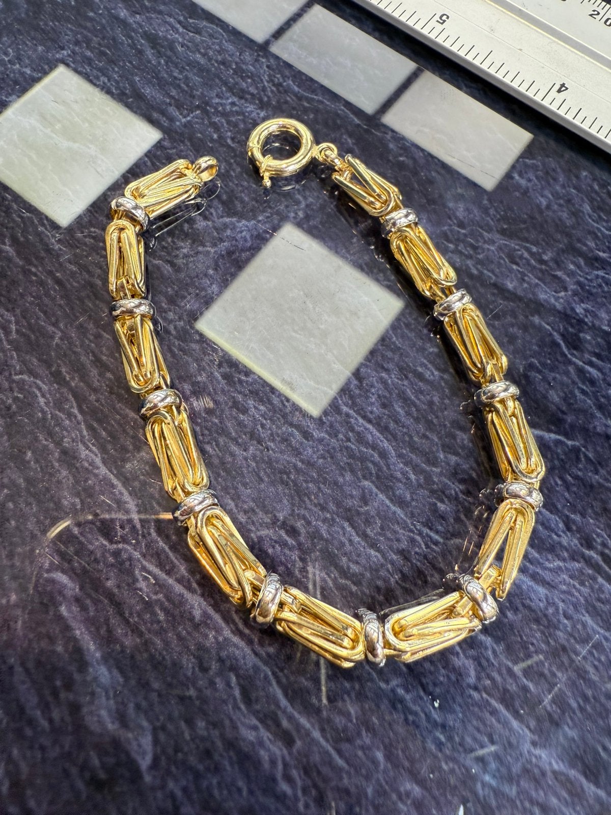 14k gouden koningsarmband met witgouden tussenstukjes, Ophalen of Verzenden, Nieuw, Goud, Goud