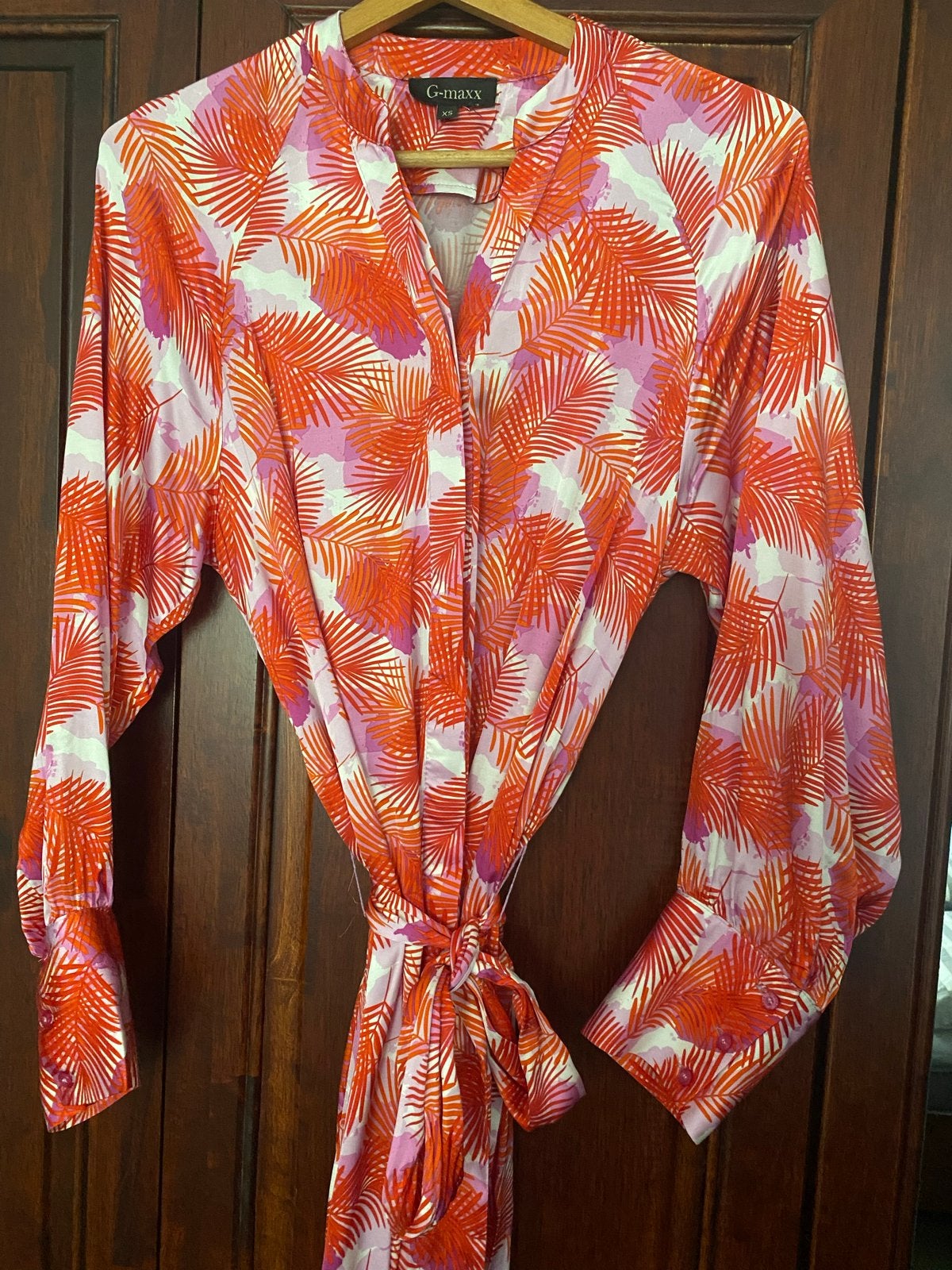 G-maxx jurk met palmbladprint, Kleding | Dames, Oranje, Ophalen of Verzenden, Zo goed als nieuw, Knielengte