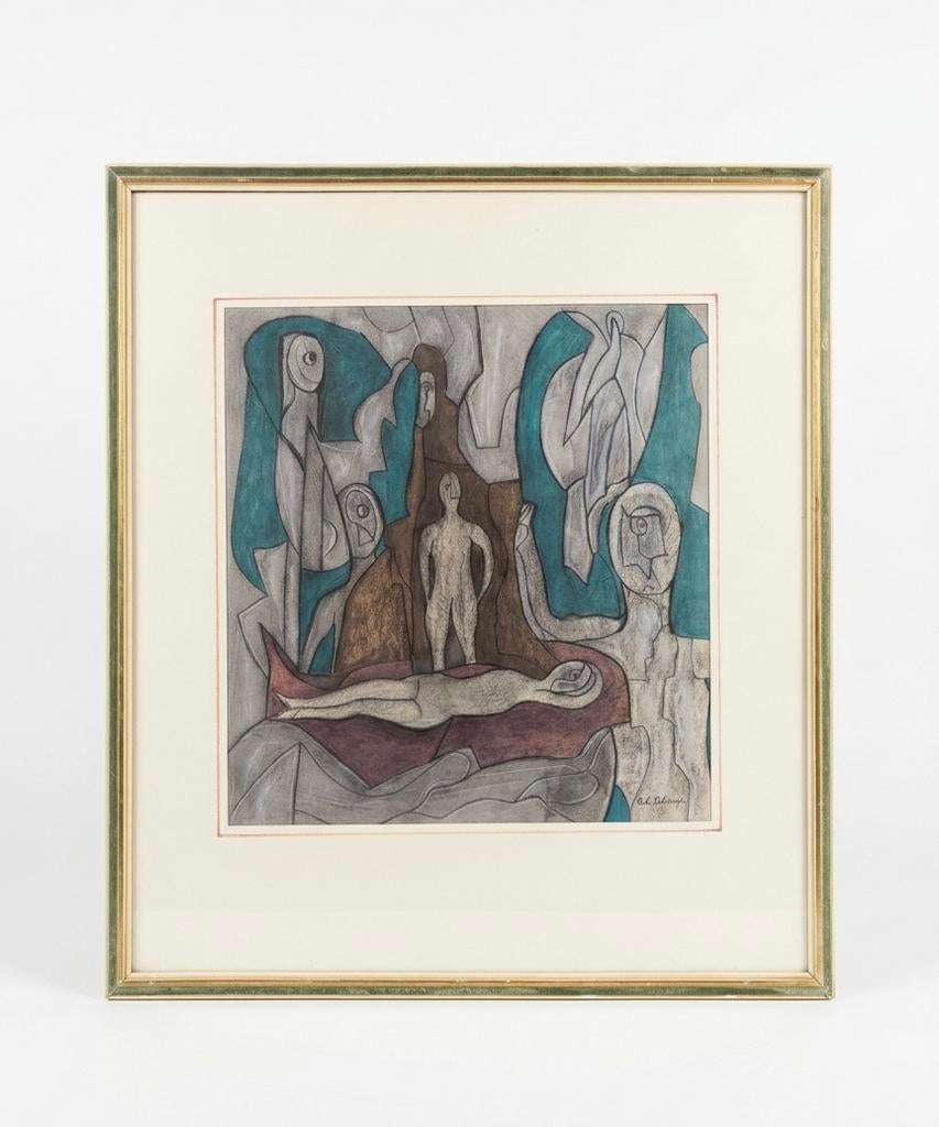 Abstract figuratief werk / Riek Schagen (1913-2008), Ophalen of Verzenden