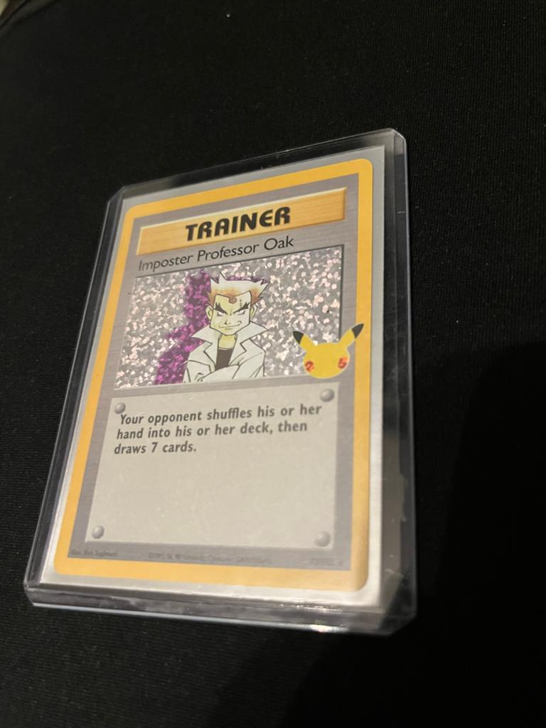 Imposter Professor Oak - Celebrations Foil Pokémon Kaart, Ophalen, Zo goed als nieuw, Losse kaart, Foil