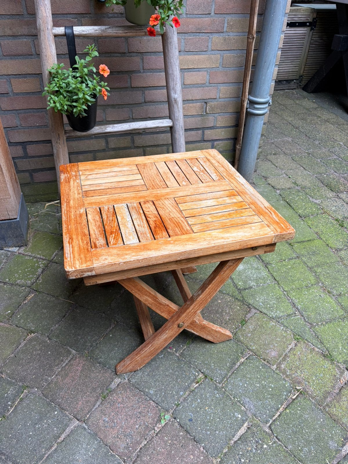 Bijzet tafeltje (inklapbare), Ophalen, Gebruikt, Vierkant, Hout