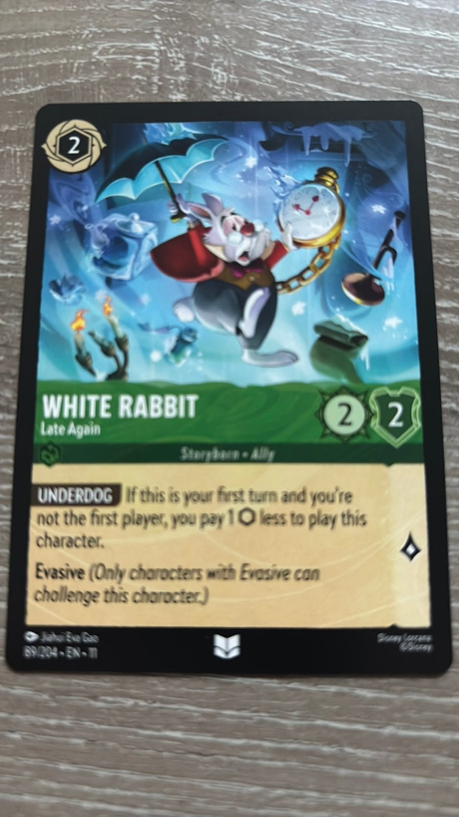 Disney Lorcana White rabbit late again 89-204 11WSP nonfoil, Ophalen of Verzenden, Zo goed als nieuw, Losse kaart