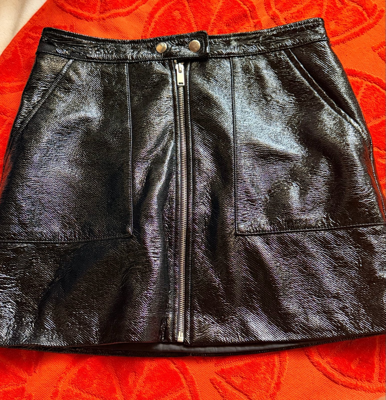 Mango Zwarte Lak Minirok - Maat M. Z.G.A.N., Maat 38/40 (M), Zwart, Ophalen of Verzenden, Zo goed als nieuw