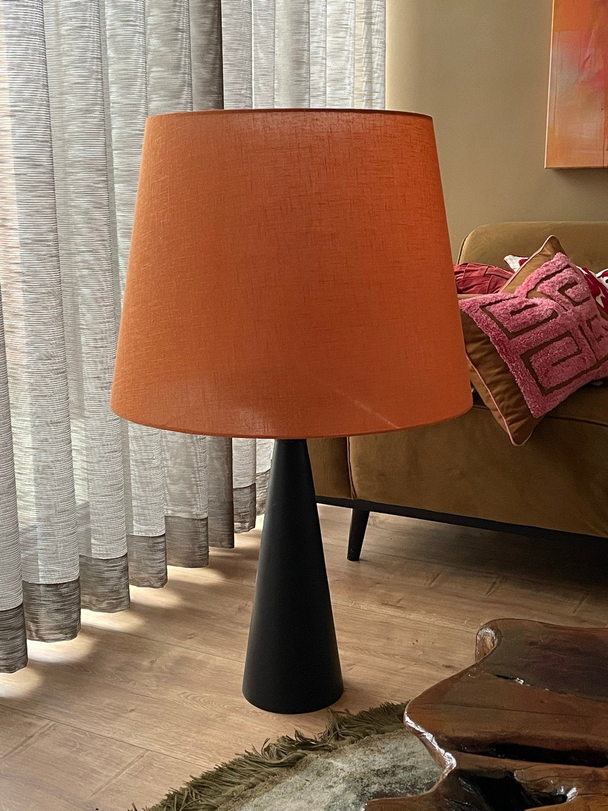 Grote lampenkap 60x45, Ophalen, Rond, Oranje, Zo goed als nieuw