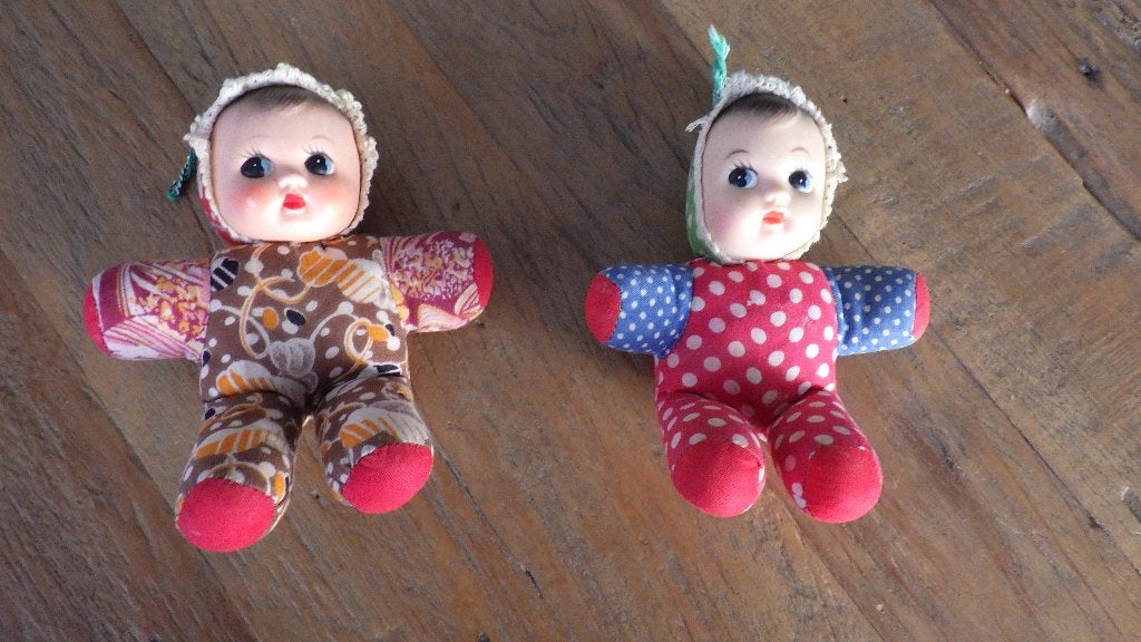 2 retro Bella Pouet-pieper poppen (jaren 60), Ophalen of Verzenden, Overige typen