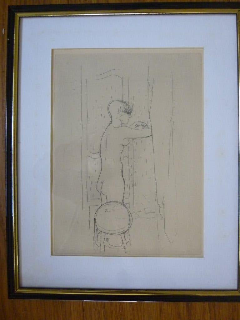ets van Pierre Bonnard, print uit een oude franse biografie, Figuren, Verzenden, Overige technieken, Papier/karton