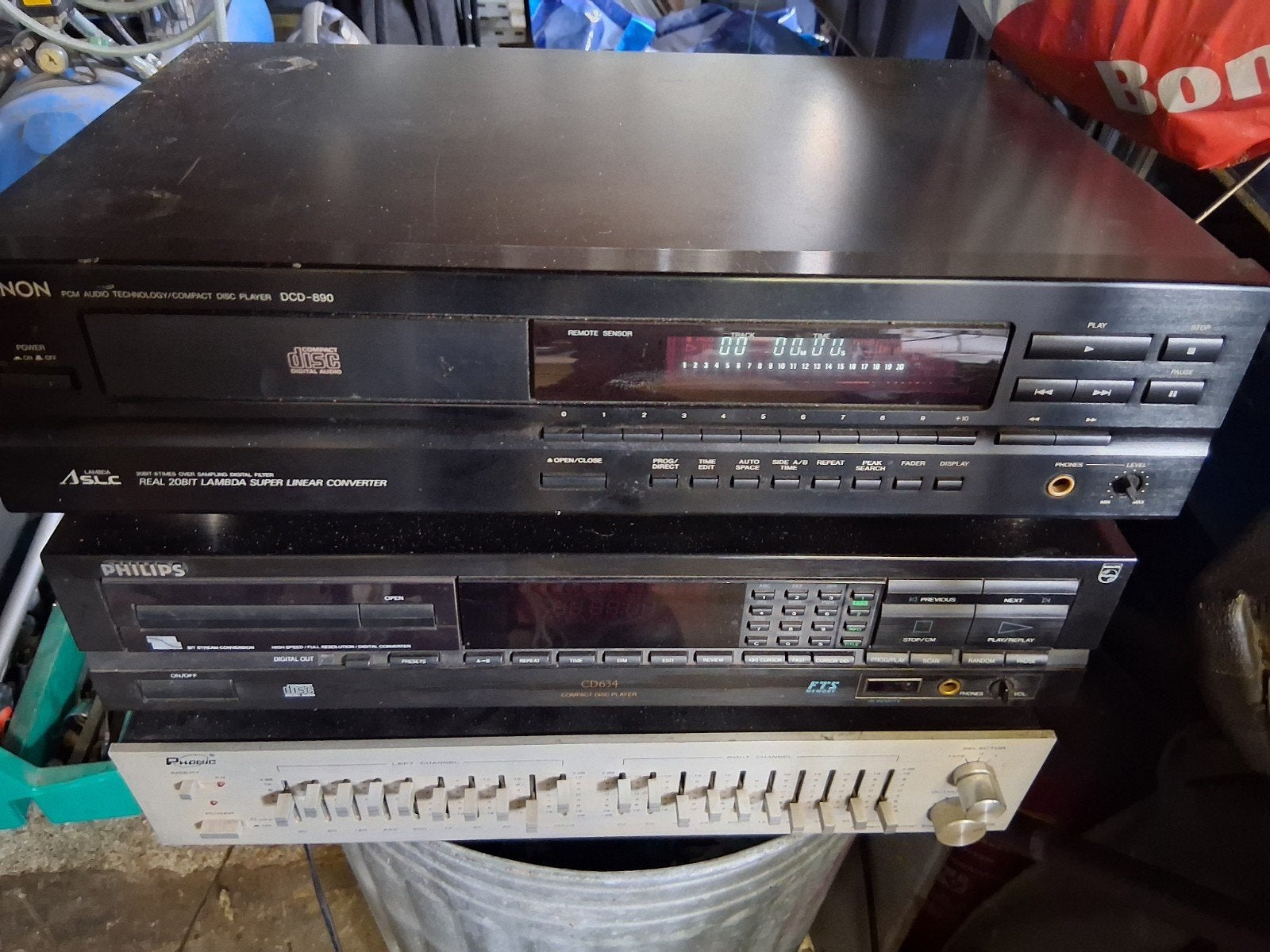 1x Denon cd speler 1xphilips cd speler 1x equalizer., Ophalen, Gebruikt, Philips