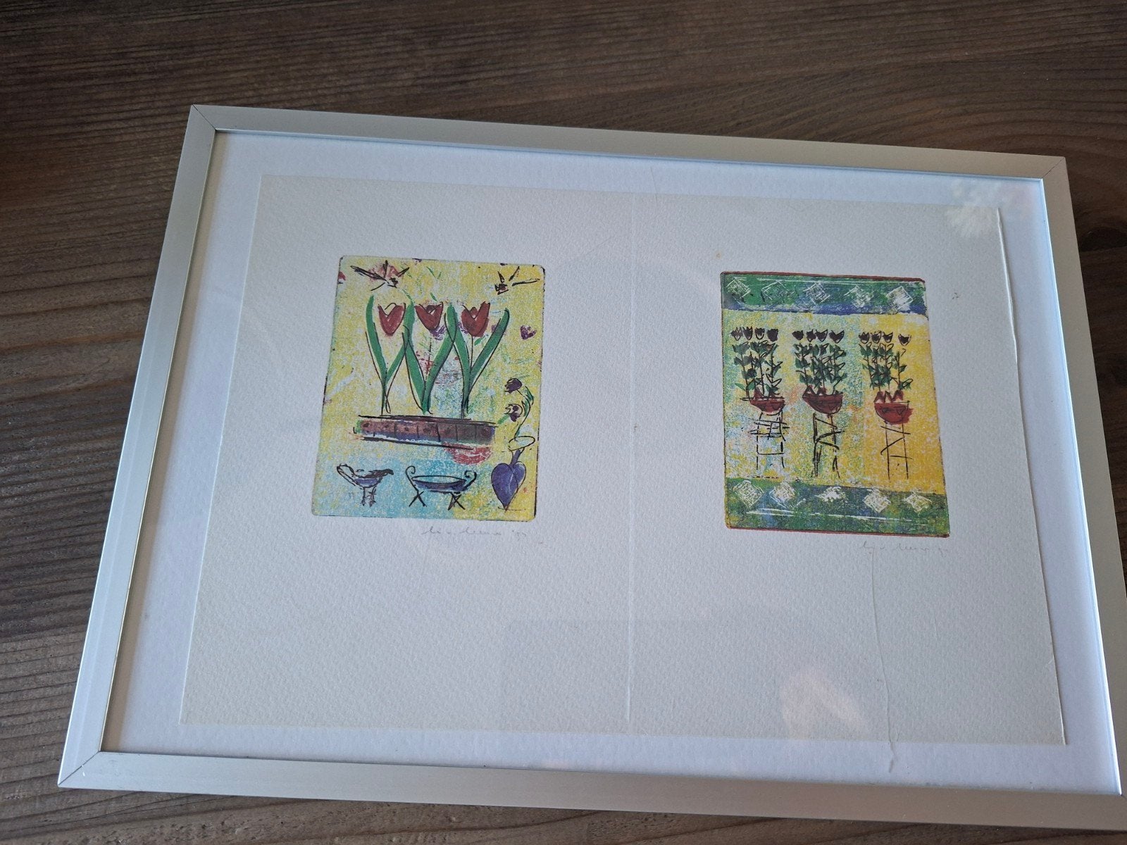 2x een mooie ets van lia van leeuwen kunstenares, Antiek en Kunst, Ophalen of Verzenden, Ets
