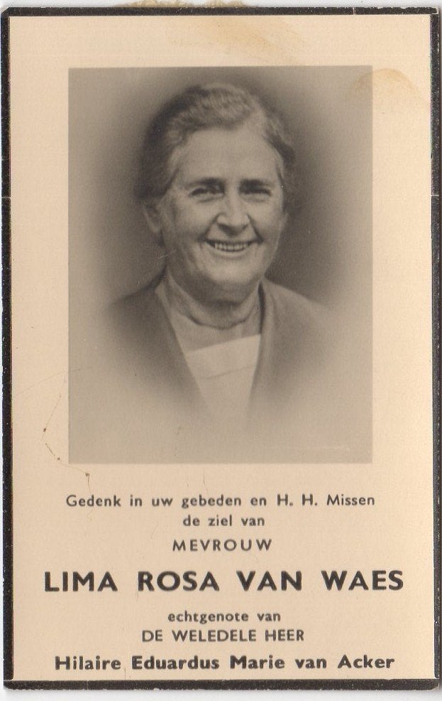Lima Rosa van Waes 1880 - 1956 Westdorpe (Nl), 75 jaar oud, Verzenden