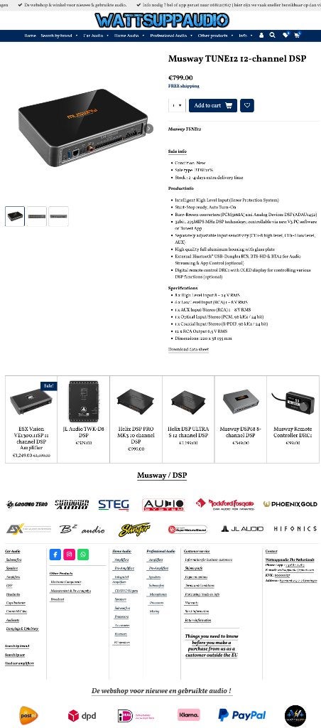 Musway TUNE12 12 kanaals DSP / Digital Sound Processor, Auto diversen, Autospeakers, Audio Design, Nieuw, Am Breilingsweg 3, 76709 Kronau, Duitsland
