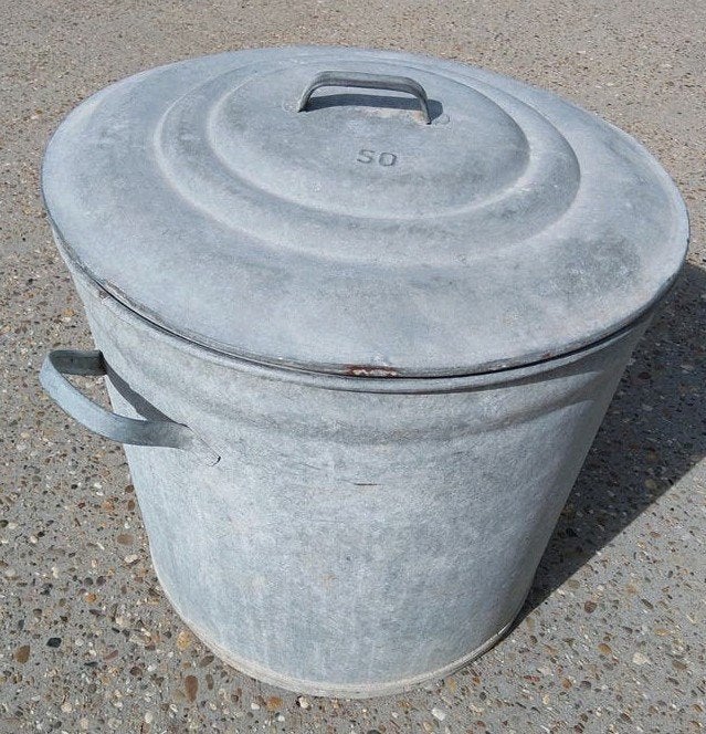 Vintage Gegalvaniseerde bak met Deksel - 50 Liter 50x50cm, Ophalen