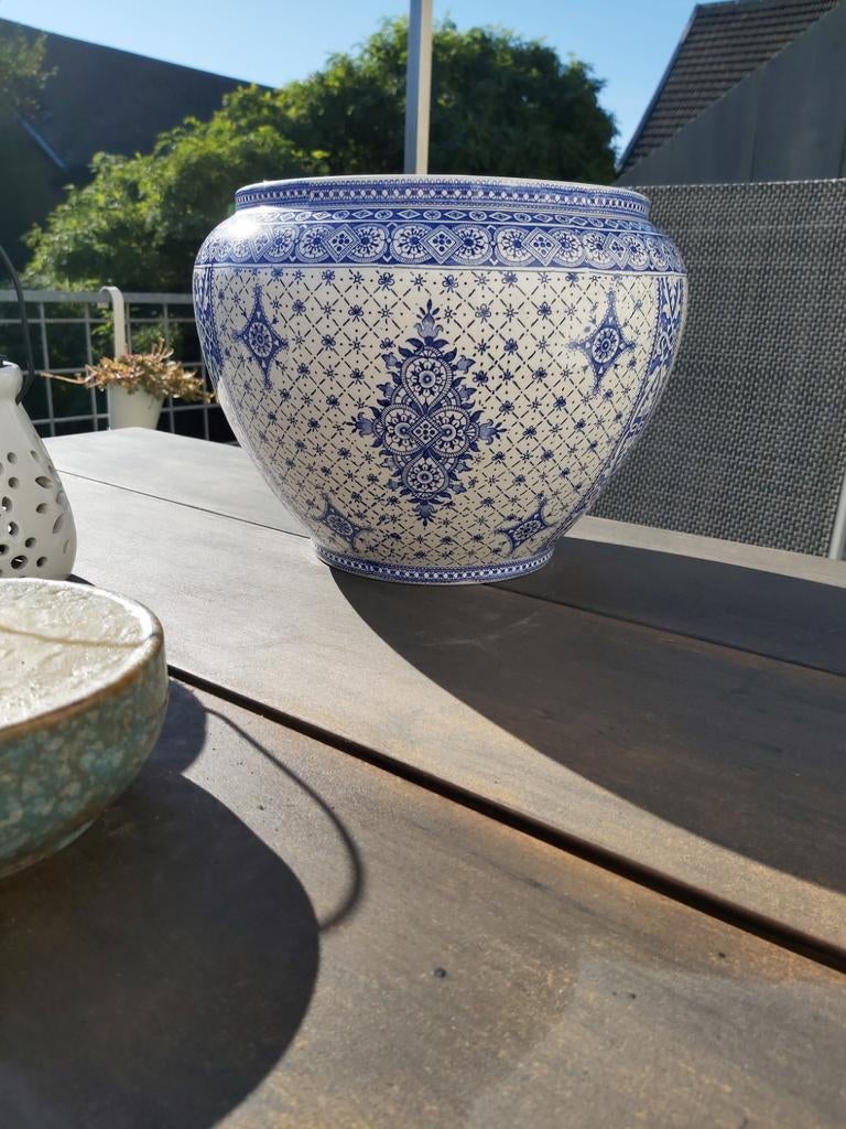 2 Oude  Blauw Bloempotten vaas  Bruges BFK Boch keramis, Antiek en Kunst, Antiek | Vazen, Ophalen