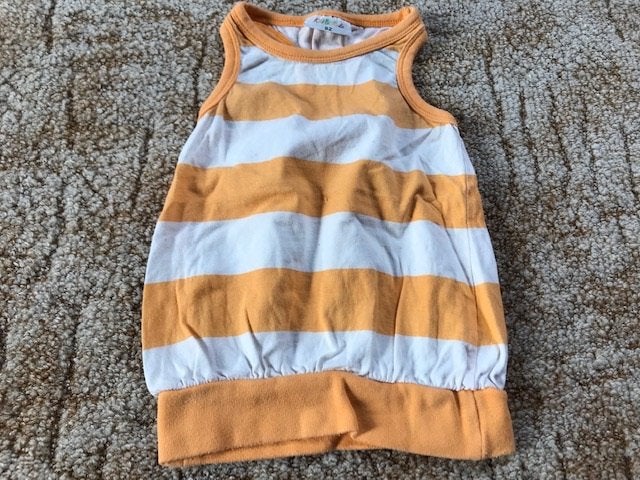 Kiki & Koko shirt zonder mouwen oranje wit maat 92.Gedragen, Ophalen of Verzenden, Gebruikt, Jongen of Meisje, Shirt of Longsleeve