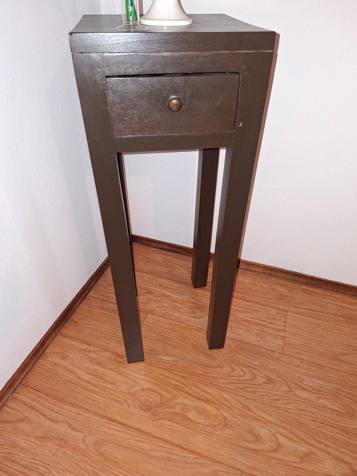 Smal bijzettafeltje 80 cm hoog, 30x30 cm blad, Ophalen, Gebruikt, 60 cm of meer, Rechthoekig
