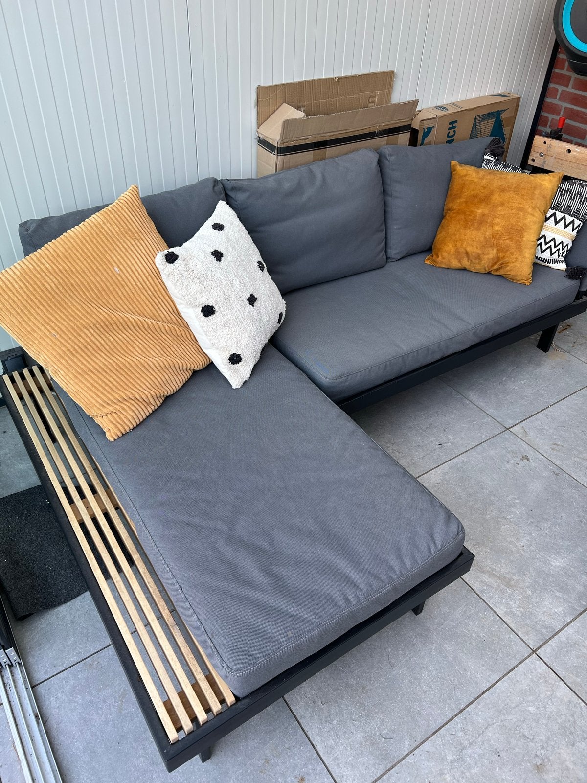 Ikea Revskär 3-zits loungeset voor buiten, Ophalen, 3 zitplaatsen, Aluminium, Zo goed als nieuw